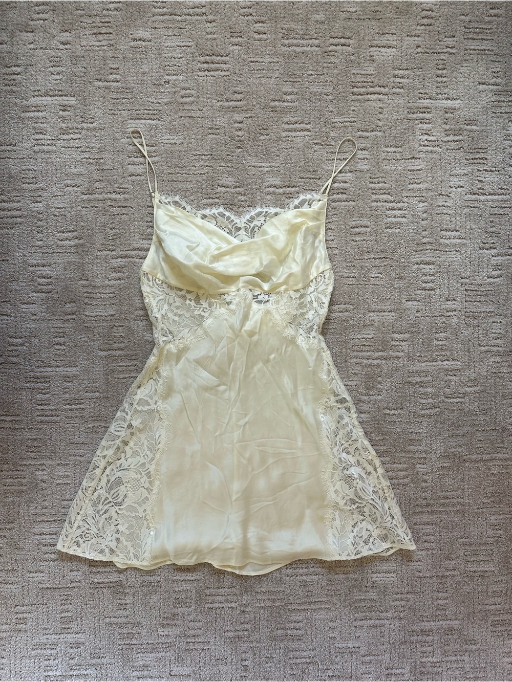 For Love And Lemons Cream Lace Satin Mini Slip Dress